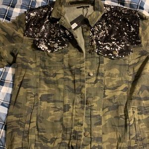 L&B Camo jacket with black and silver sequins